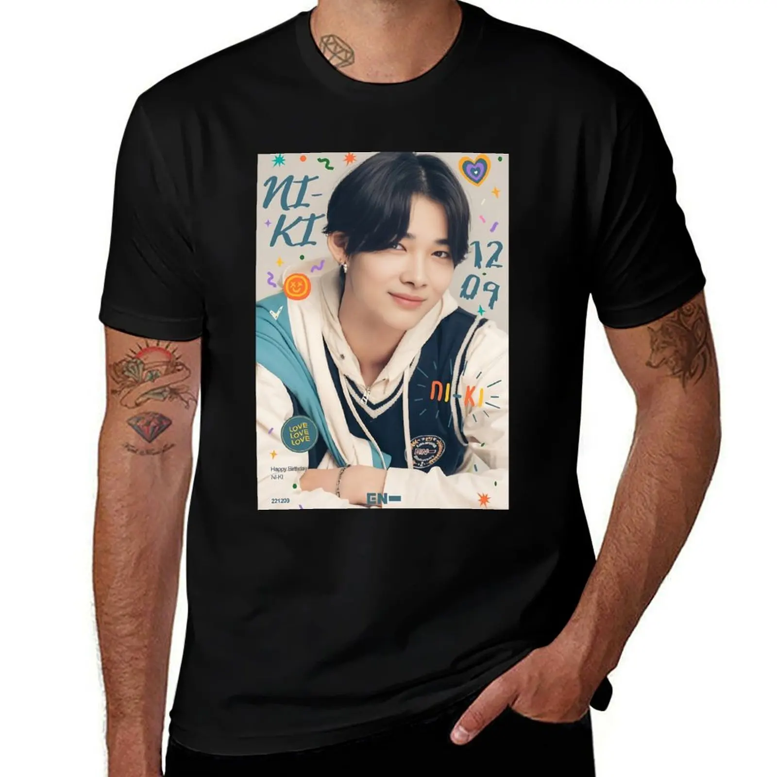 

Niki birthday (KPOP) T-Shirt for a boy funny gifts blacks street wear Men's cotton t-shirt