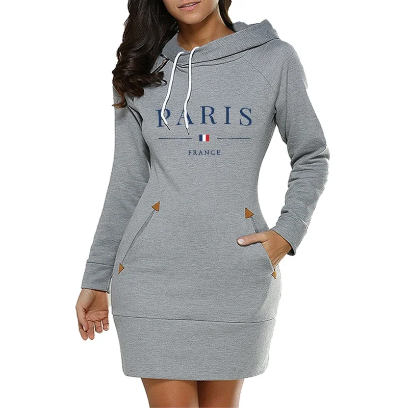 Women’s Midi Dresses Casual Daily Autumn Winter Simplicity Comfort Fashion Slim Fit Pocket Hoodies Collar Zipper Design Quality