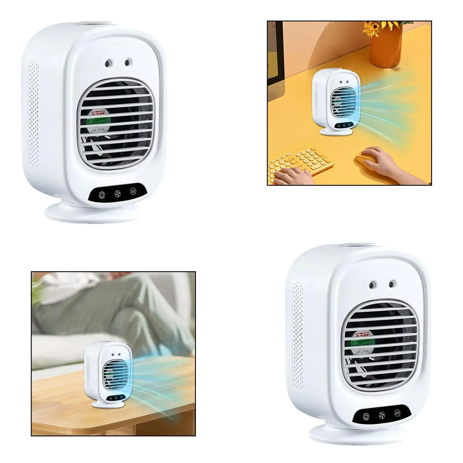 Condizionatore d'aria portatile Spray a 2 velocità 2 porte di spruzzo Umidificatore ricaricabile Ventilatore spray d'aria per camera da letto Scrivania Escursionismo Dormitorio Viaggi