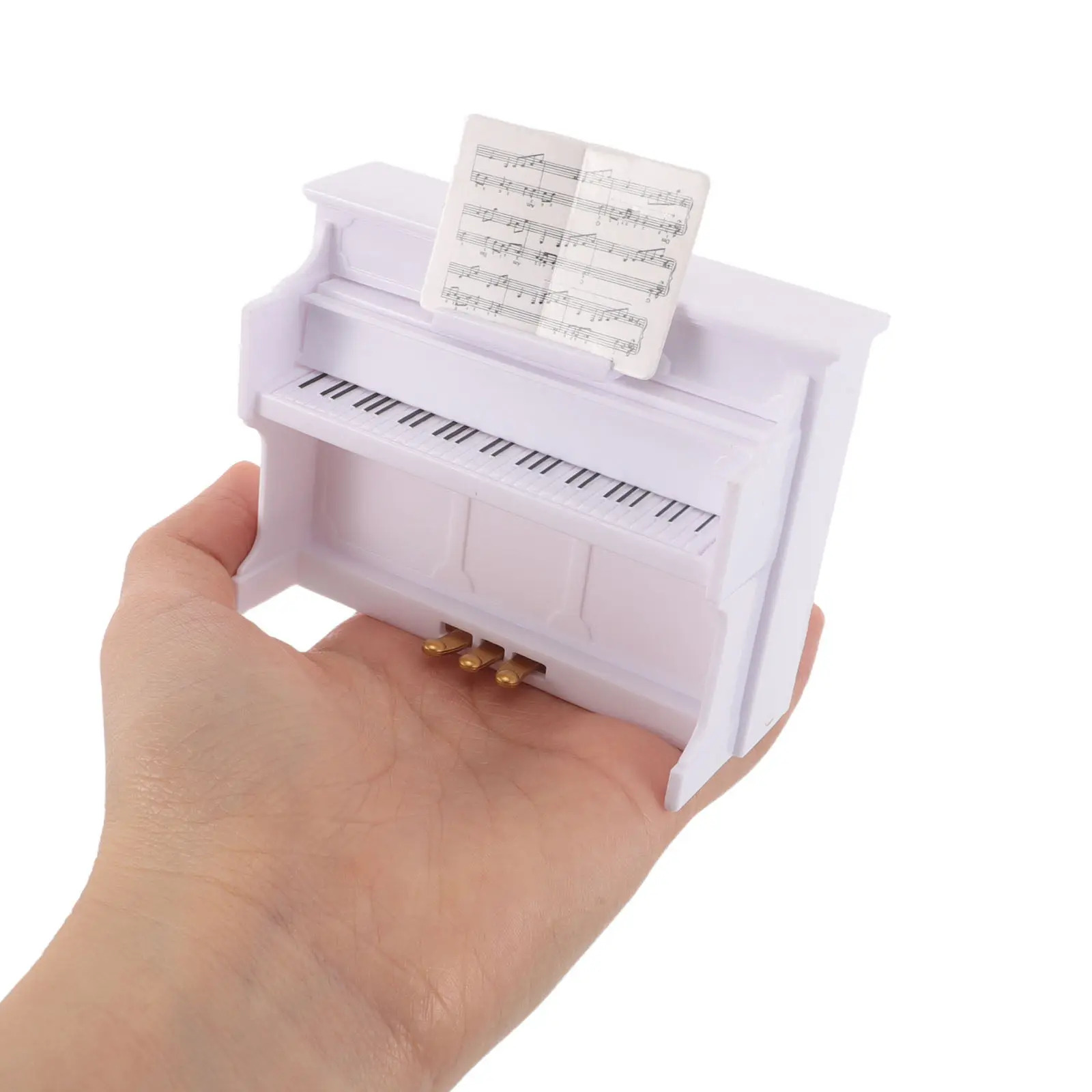 

2Sets Miniature Dollhouse Upright Piano and Stool Realistic Plastic Music Room Props Photography Accessories Mini House