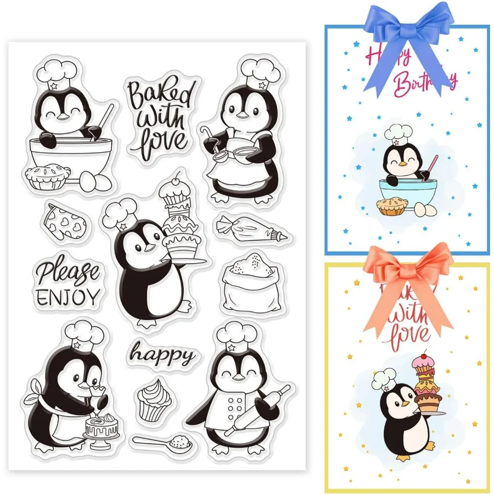 Penguin Chef Silicone Clear Stamps Animals Transparent Stamps for Cards Making DIY Scrapbooking Photo Album Decoration Paper