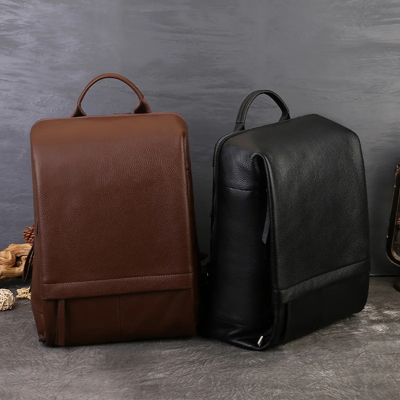 Luxury Business Trip 15-Inch Laptop Backpack 2026 First Layer Soft Cowhide Large Capacity Leisure Women's Backpack
