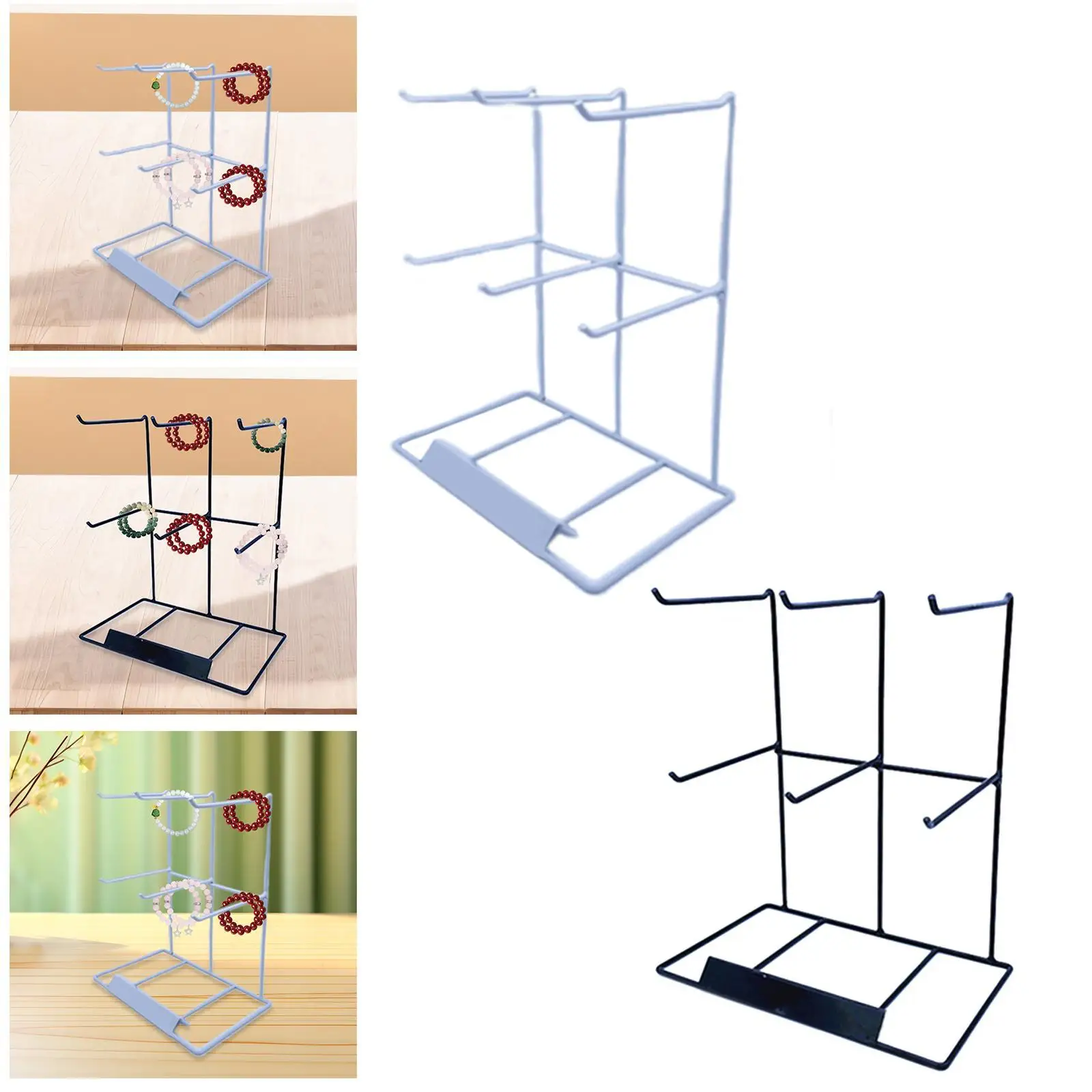 

Jewelry Organizer Iron Modern Style Multifunctional Double Tier Holder for Hair Accessories Trinket Necklace Ear Hooks Showcase