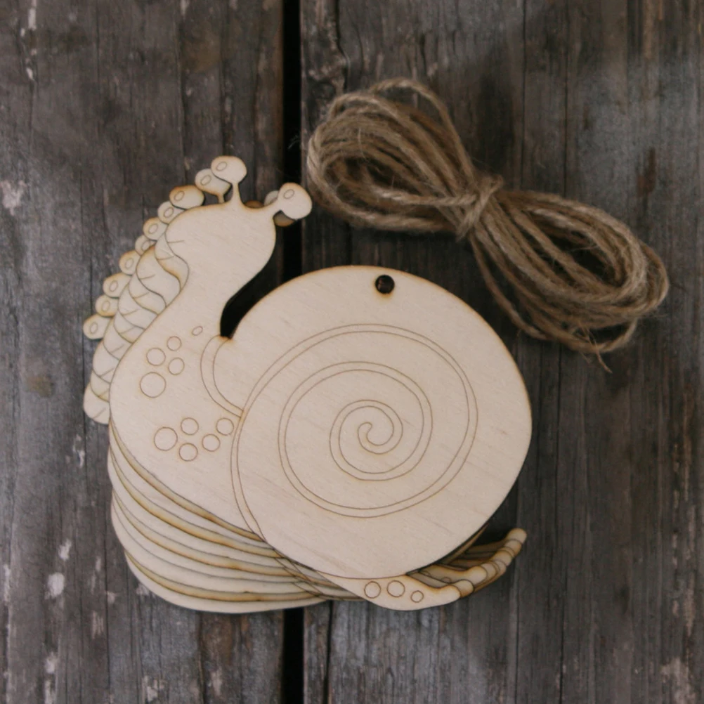 

10 PCS Wooden Snail Pendant Hanging Decorations Slices Ornament Ornaments Crafts