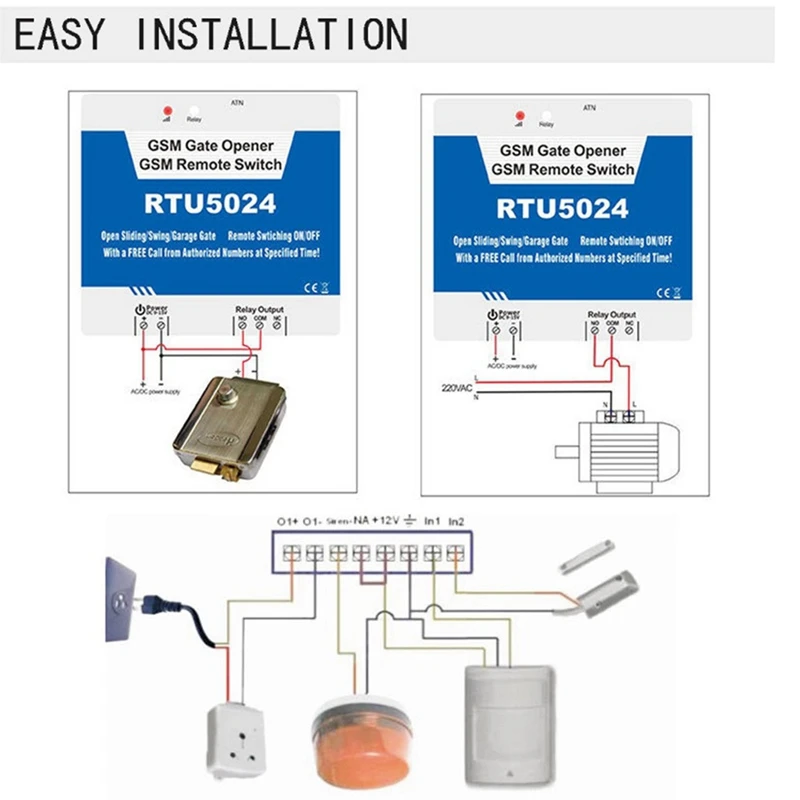 RTU5024 GSM Gate Opener Relay Switch Wireless Remote Control Door Access Long Antenna 850/900/1800/1900Mhz