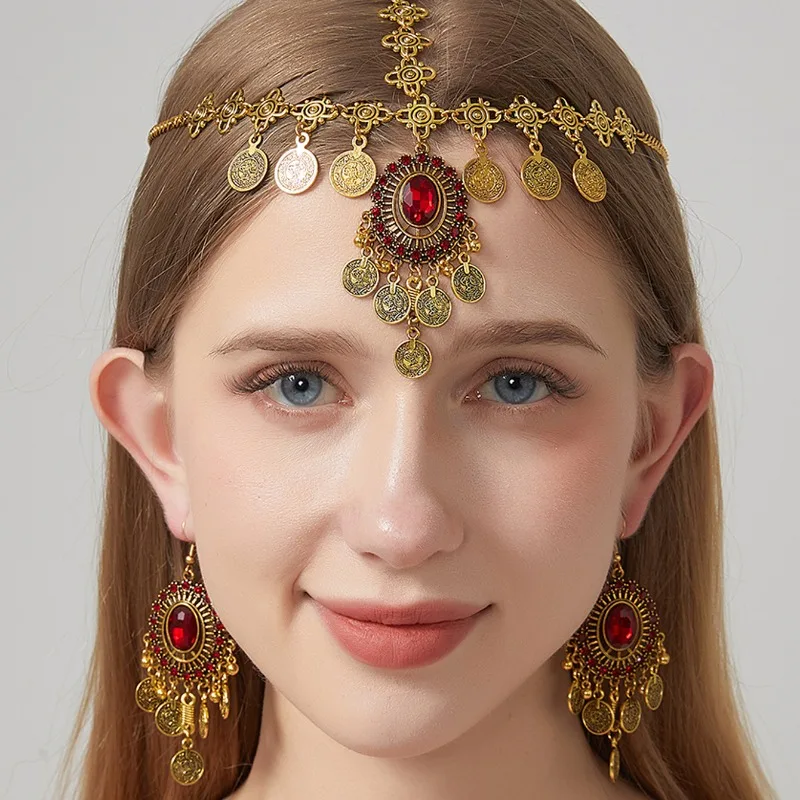 

Luxury Hair Chain Jewelry for Women Bohemian Vintage Tassel Forehead Chain Rhinestone Hair Pendant Personalized Hair Accessories