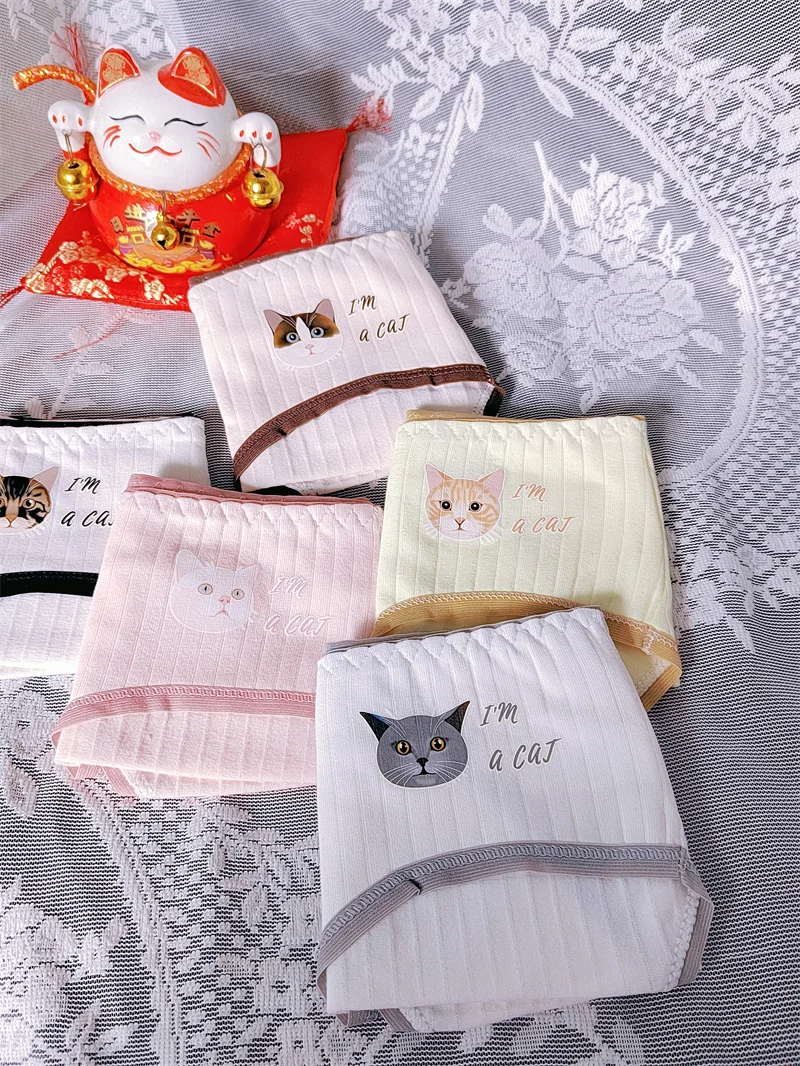 Clearance Girls Underwear Cotton Underwear Breathable Briefs Kitten Print Seamless Girls Underwear