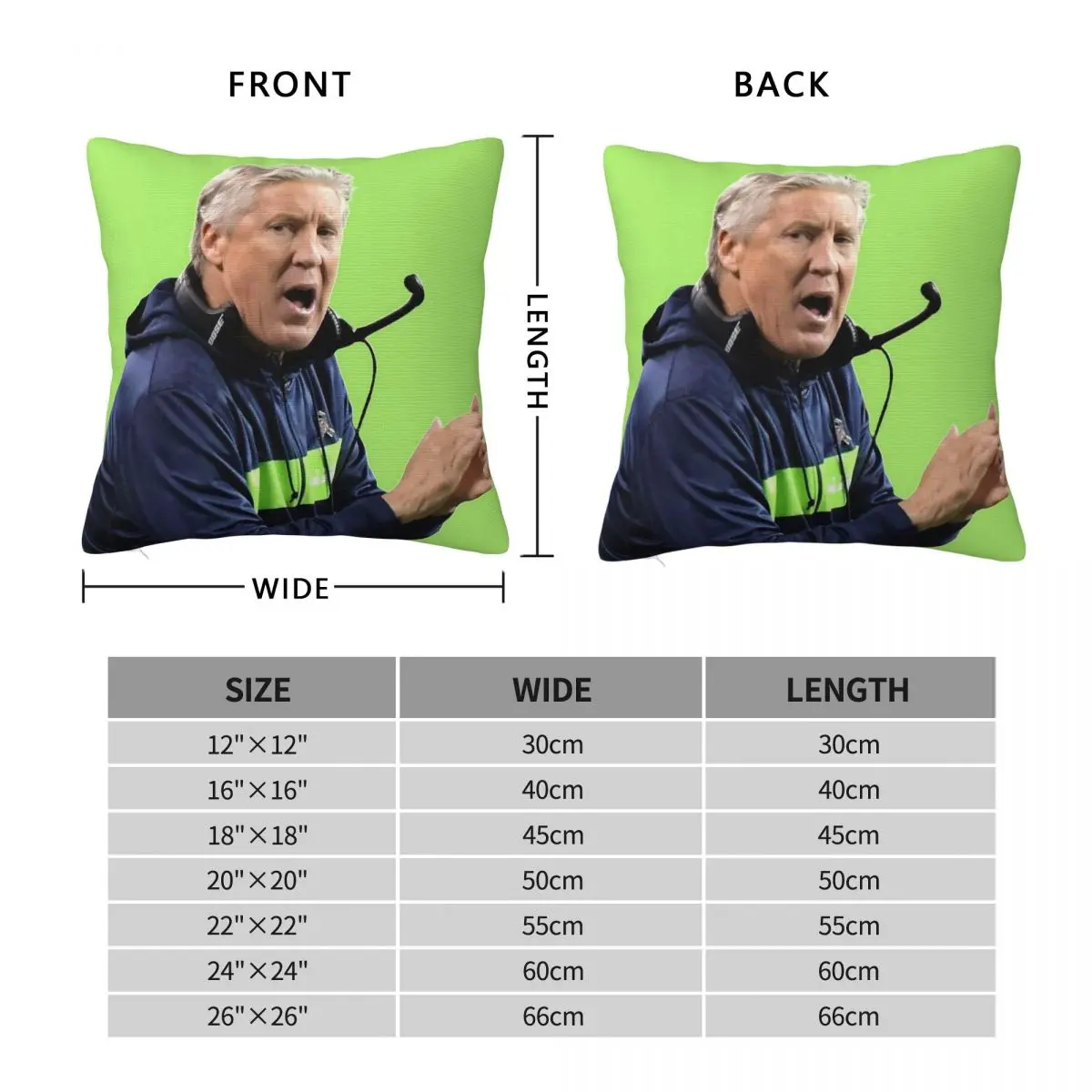 Pete Carroll Chewing Gum Square Pillowcase Polyester Linen Velvet Printed Zip Decorative Pillow Case Sofa Cushion Cover