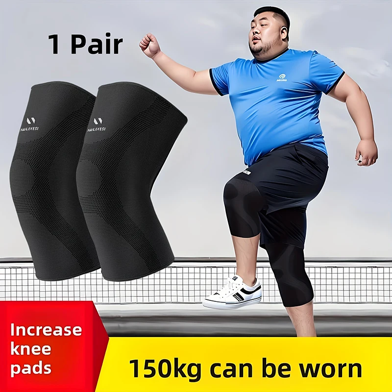 Extra große Kniebandage für 40–150 kg große Sport-Kniebandage in Übergröße, Laufen, Springen, Wandern, Kniestütze, rutschfeste Silikon-Knieschützer – Detail 2