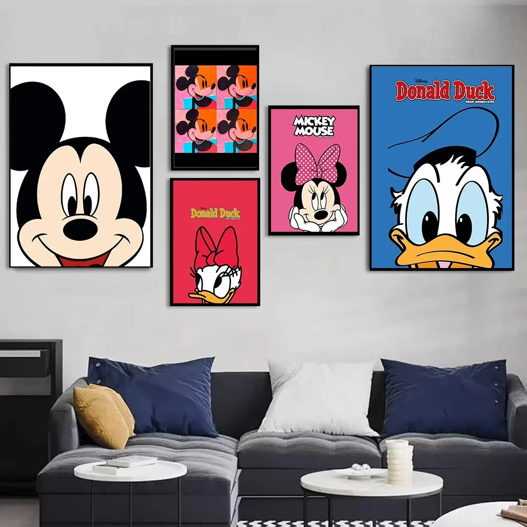 

MINISO Disney Mickey Mouse Donald Duck Wall Art Poster Canvas Painting Kids Room Home Decor Picture Print Artwork