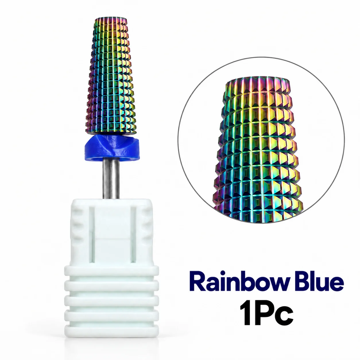 1Pc Rainbow Color Nail Drill Bit Cylindrical Grinding Head Professional Electric Nail File Bit for Nail Art Gel Polish Removal