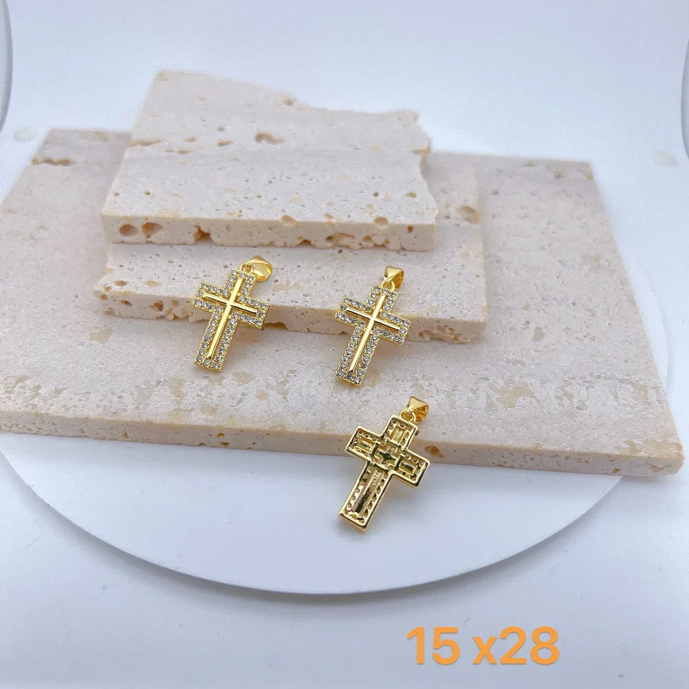 2Pcs Christian Cross Pendant for Diy Necklace Making Accessories Copper Zircon Woman Men Popular Jewelry Supplies Wholesale