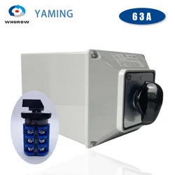 LW26-63/3M Changeover Cam Switch With Protective Cover 63A 3 Poles Electrical Optional Position Rotary Selector Box Enclosure
