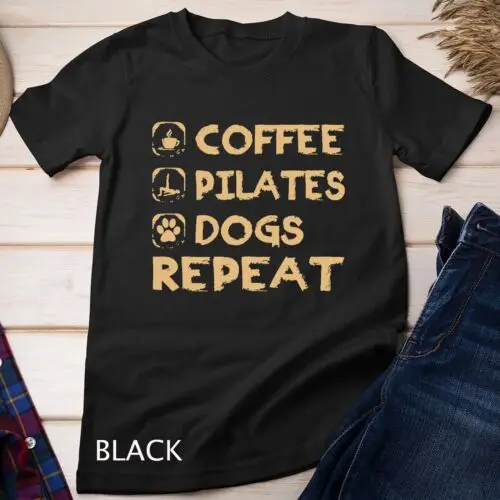 Colorful - Coffee Pilates Dogs Repeat Pilates Unisex T-shirt