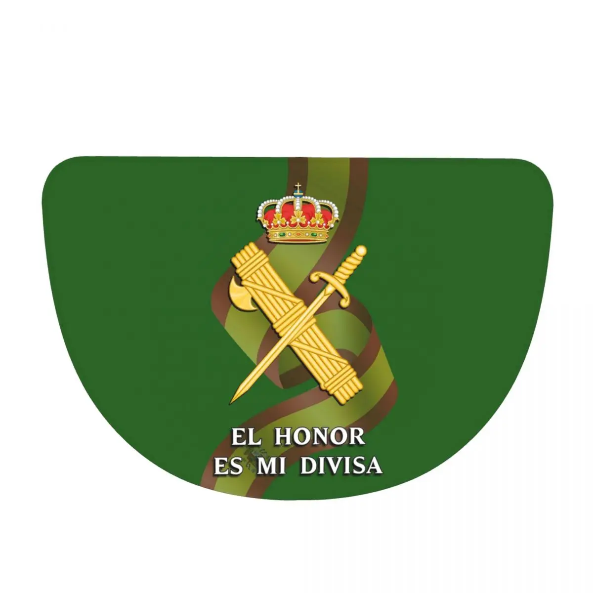 Spanish Guard Civil Spain Flag Soft Flannel Half Round Doormat Non Slip Bathroom Mat Absorbent Floor Carpet for Laundry Room