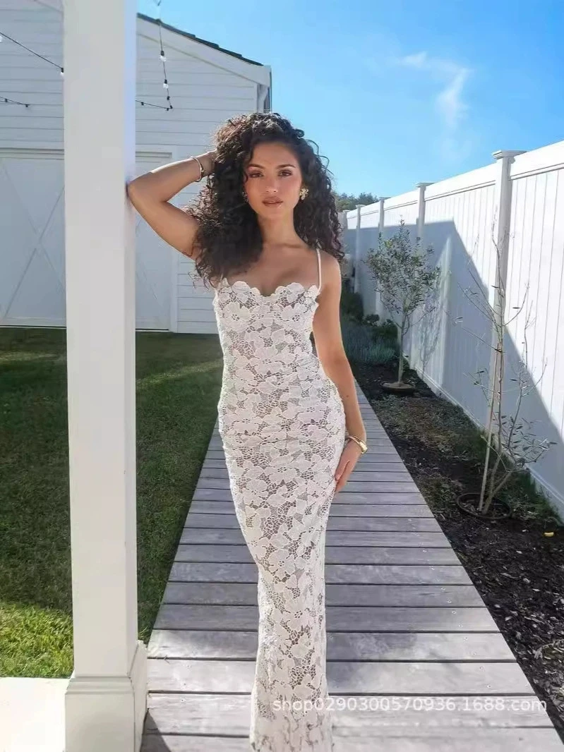 الصيف مثير عارية الذراعين حزب فستان طويل الجوف خارج أزياء أنيقة زهرة الدانتيل انظر من خلال فساتين ضئيلة ملهى ليلي Bodycon Vestidos