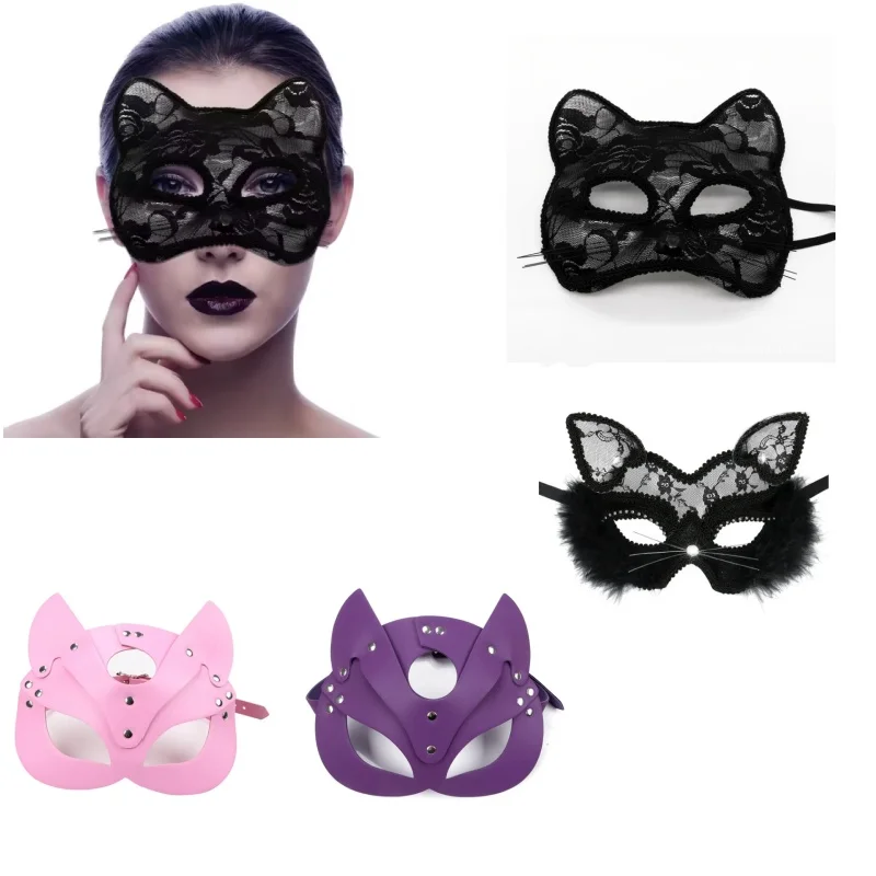 Masque en dentelle Sexy pour Cosplay d'halloween, masque œil de chat pour femmes, accessoires de fête de mascarade, accessoires de Costume, masque demi-visage