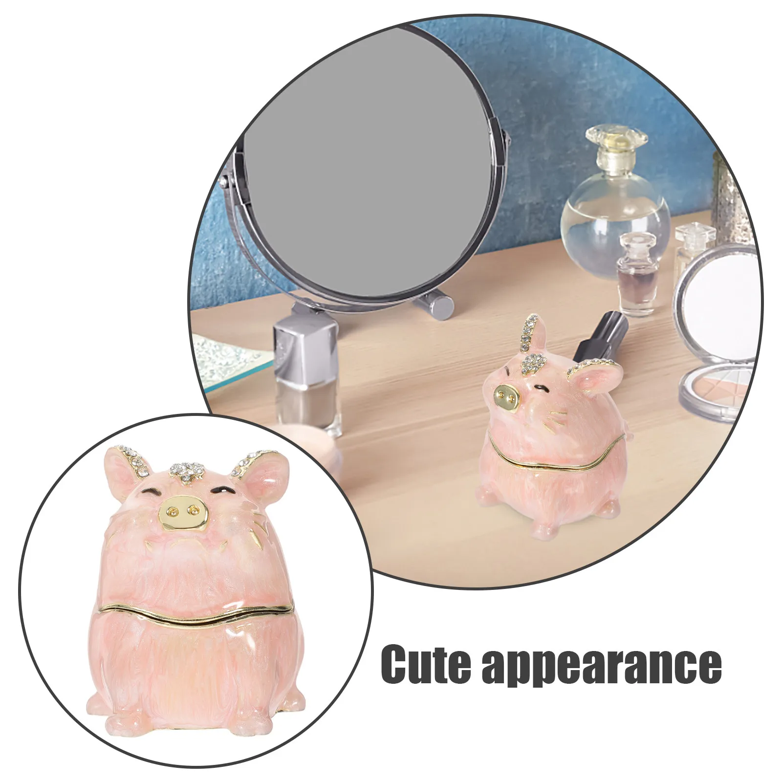 

Cartoon Pig Jewelry Box Lovely Earrings Ring Holder Desktop Decorative Gift Case Jewelry Storage Organizer Keepsake Box