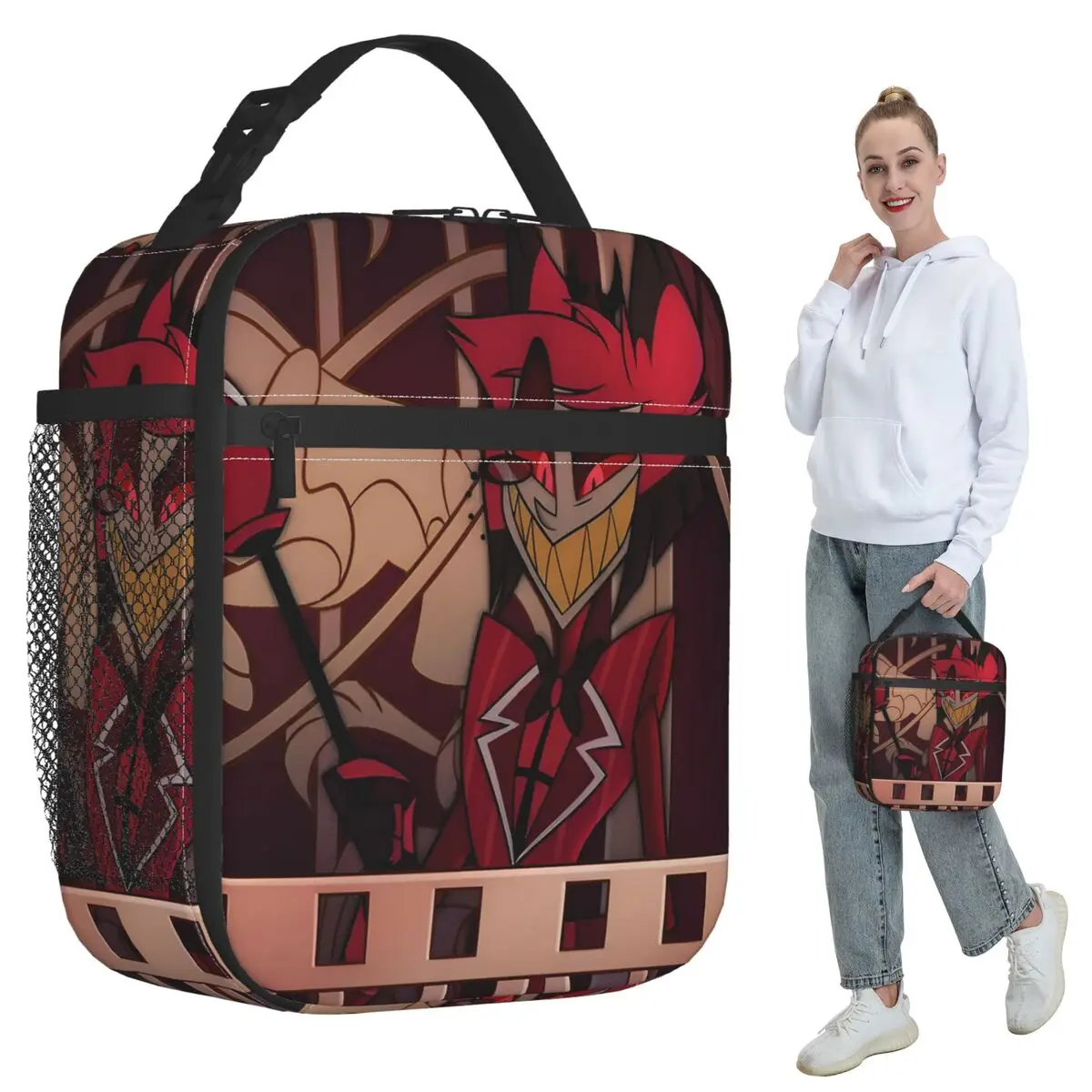 Modern Hazbin Alastor Buddy Cartoon Anime Insulated Lunch Bag for Women Office Cooler Thermal Food Box Tote  Lunch Boxes