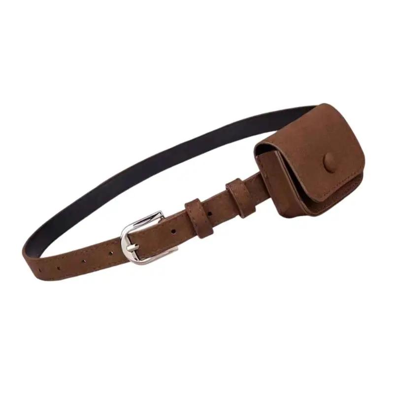 

39BD Lightweight PU Mini Waist Bag Leather Belt Envelope Wallet with Adjustable Strap