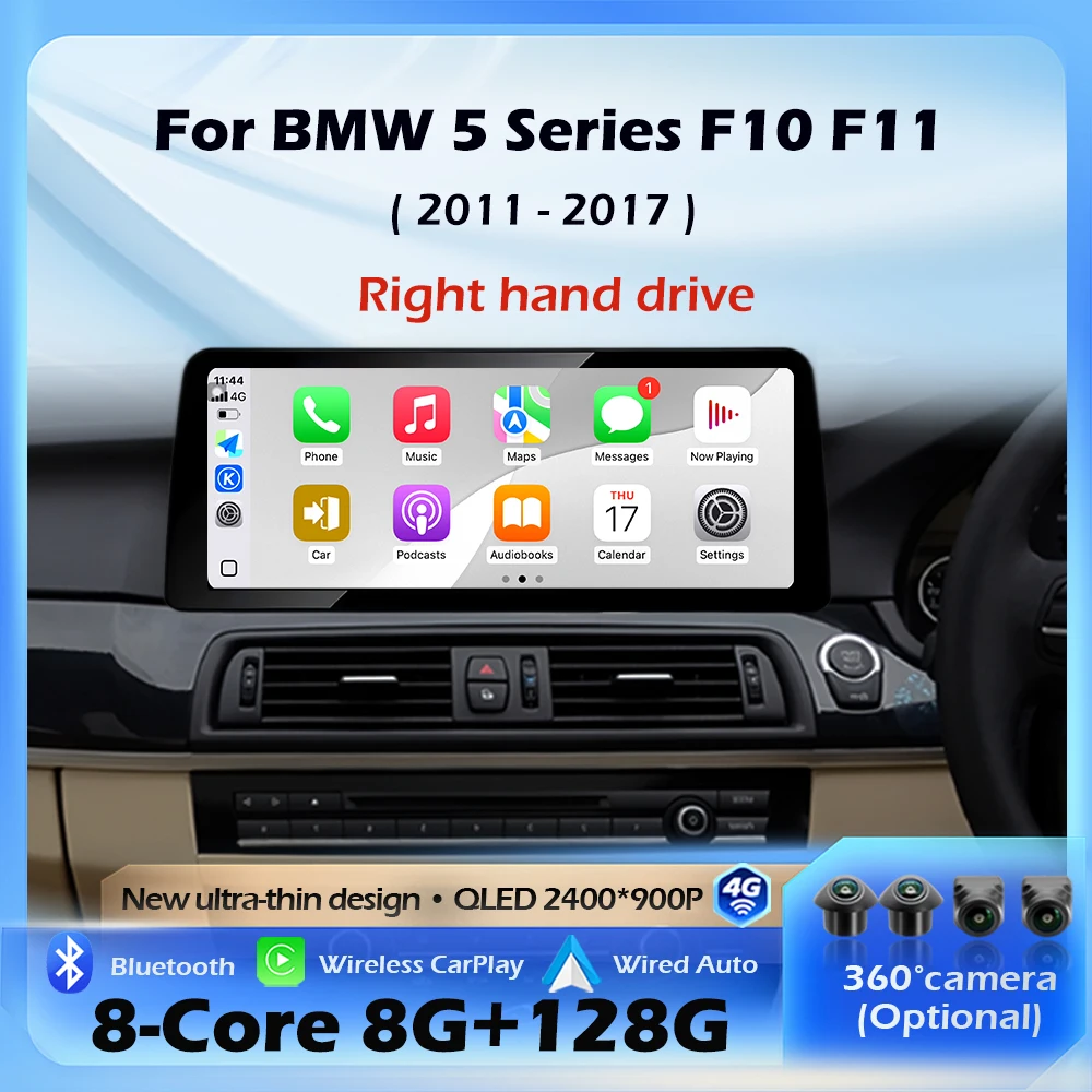 Right hand drive For BMW 5 Series F10 F11 2011 - 2017 CIC NBT System Wireless Carplay Android 15 Car Radio Multimedia DSP Stereo