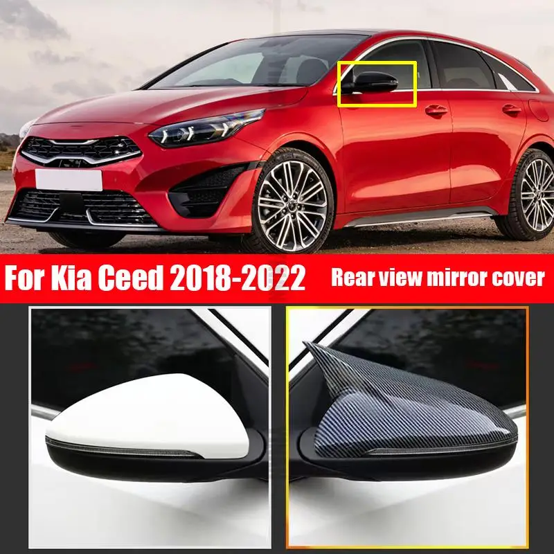 

Car body side door rearview mirror cover ABS covered with carbon fiber pattern for KIA Ceed SW GT line 2018-2022