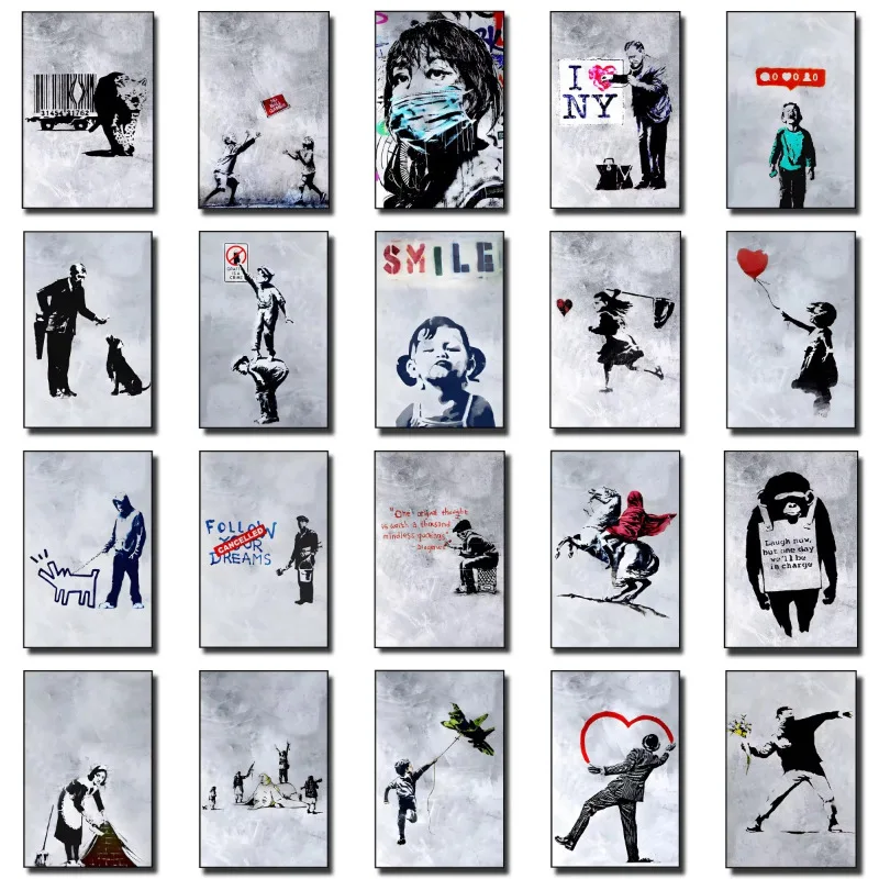 

Banksy Street Art Graffiti Art Canvas Painting Portrait Figure Paintings Posters and Prints for Living Room Home Decor Pictures