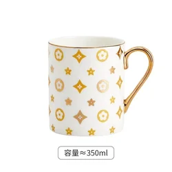 New Golden Ceramic Mug Coffee Tea Milk Drinking Cups with Handle Coffee Mug for Office Novelty Gift With  box