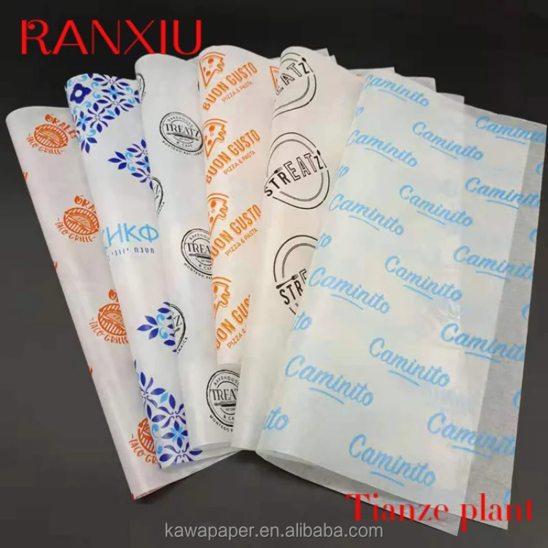 Custom customized wax paper for food greaseproof hamburger sandwich paper for food packaging