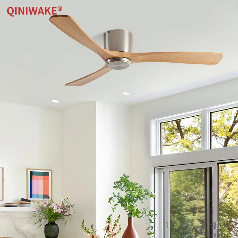 QINIWAKE 36/42/48/52/56 Inch Inverter Ceiling Fan 3 Blades Multi-Speed with Remote Control Ideal for Living Room and Bedroom