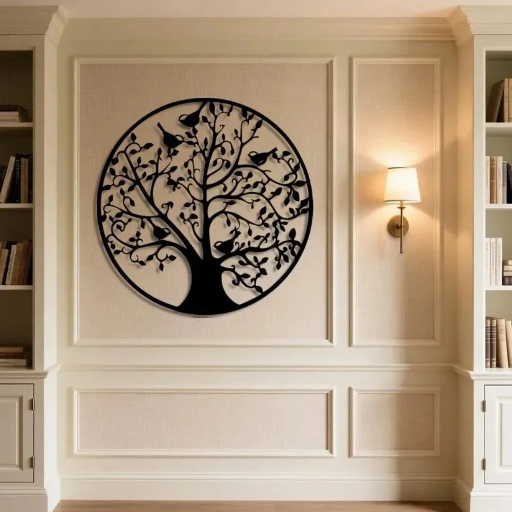 Metal Wall Art Tree Birds, Artistic Living Room Centerpiece Home Decor