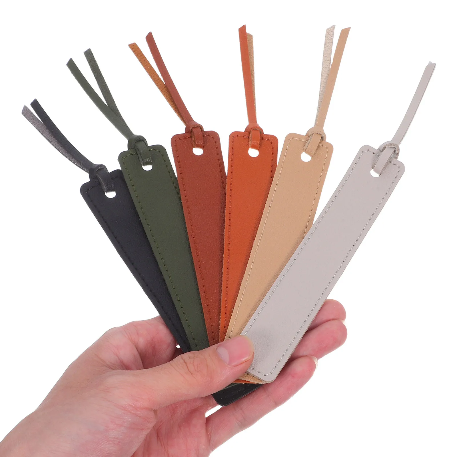 

6Pcs PU Vintage Bookmarks Handmade Stitched Page Holder Book Accessories for Students Men Women Page Holder