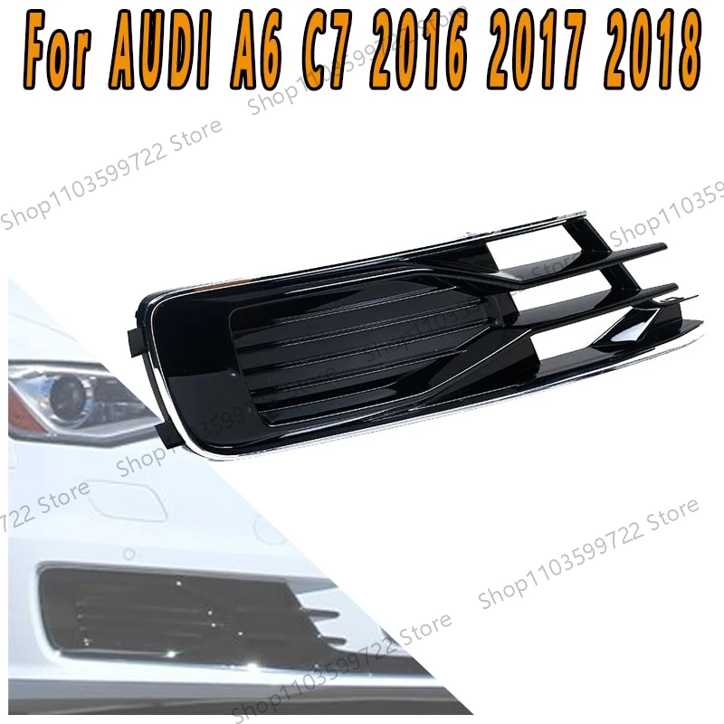 For Audi A6 C7 2016 2017 2018 Car Front Bumper Grille Left Right Fog Light Frame Motion Cellular Mesh Decorative Cover