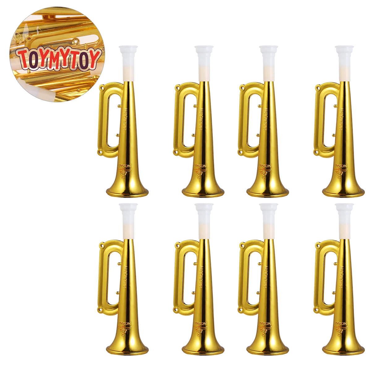 TOYMYTOY 12pcs Plastic Trumpet Noise Maker Kids Toys Cheerleader Football Match Cheering Props Birthday Party Favor Gift (Golden