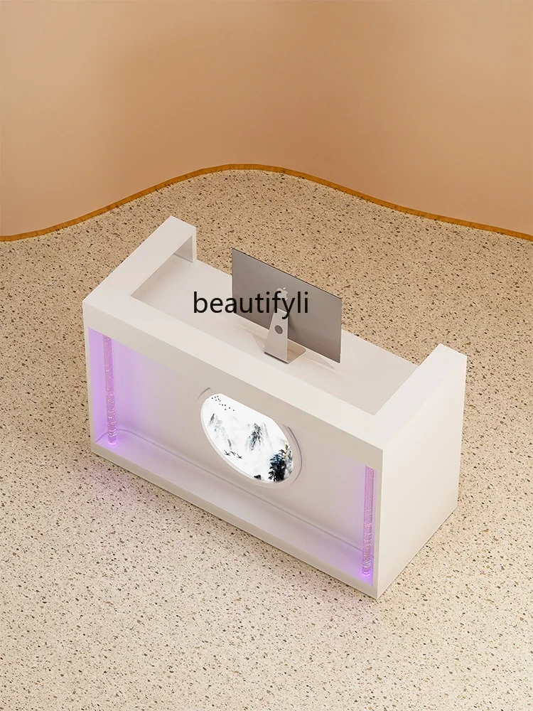 Company Front Desk Beauty Salon Led Luminous Reception Desk Medical Beauty Consultation Cashier