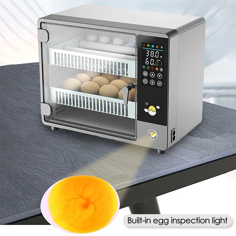 24 Eggs Fully Automatic Turning Hatchery Incubator Touch Temperature Control Egg Brooder Machine for Chicken Duck Quail Birds