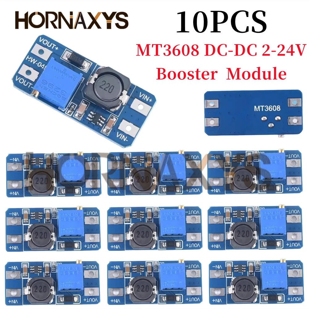 10PCS MT3608 DC-DC Step Up Converter Module Adjustable Booster Power Supply Module Voltage Regulator 2A Max 2V-24V To 5/9/12/28V