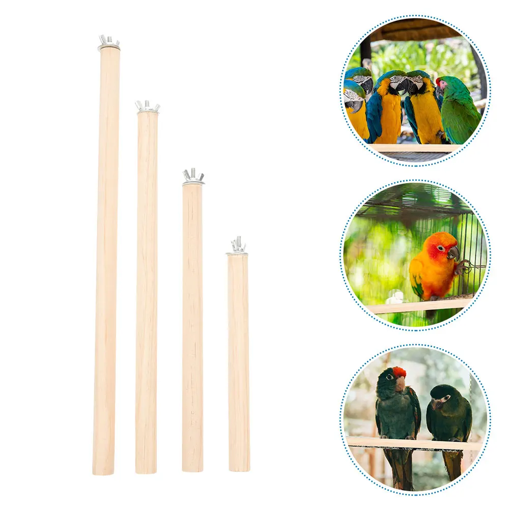 

4pcs Bird Cage Perch Stick Wood Parrot Perch Large Natural Wooden Perches For Parakeets Conures Small Birds Durable Standing