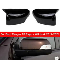 For Ford Ranger T6 Raptor Wildtrak 2012-2021 Rearview Side Mirror Cover Wing Cap Exterior Door Rear View Case Trim Carbon Fiber