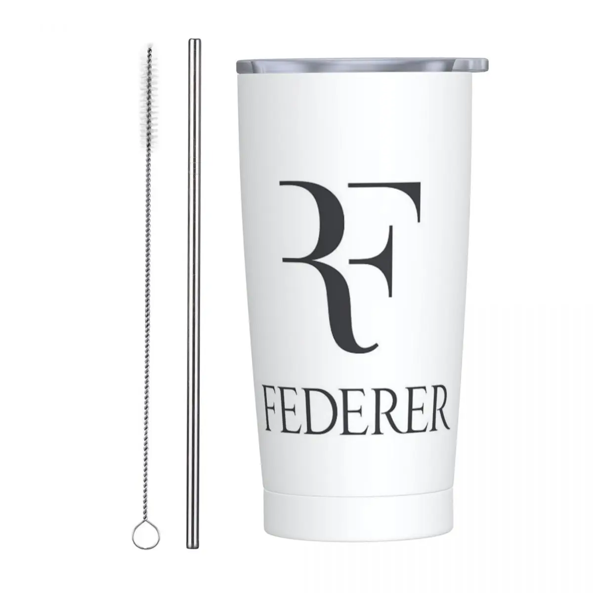 Roger Federer Stainless Steel Tumbler Vacuum Insulated Mug Thermal Cold Cup Straw With Lid 20oz