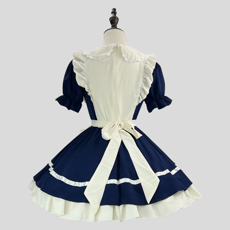 

Cute Maid Lolita Dress Women Sweet Halloween Cosplay Outfit S-5XL Ruffle Hem Stage Costume For Party Role Play Photo Shooting