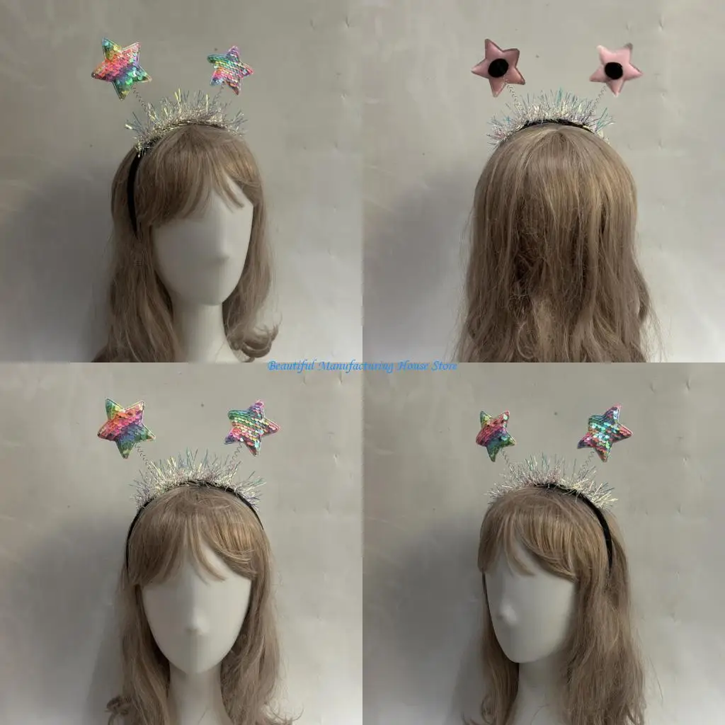 

E56A User Friendly Holiday Headpiece Star Detail Design Hair Hoop Comfortable