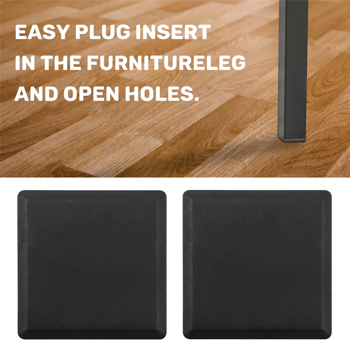 T79C 80mm x 80mm Square Plastic Caps Pipe Tube Inserts End Plug 2 Pieces