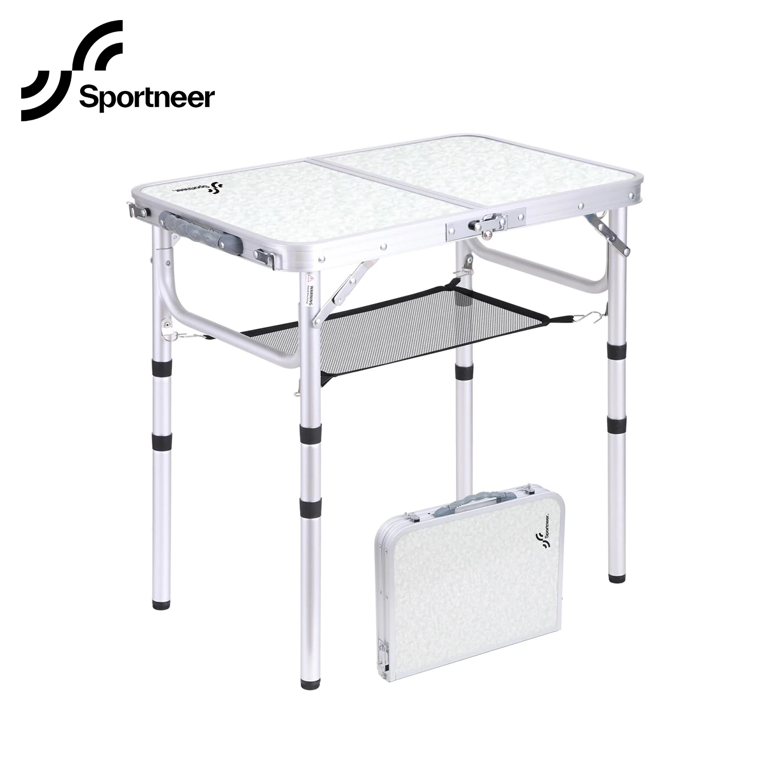 

Sportneer Folding Camping Table Adjustable Height Portable Camp Tables with Mesh Layer for Outdoor Camping Picnic BBQ Cooking