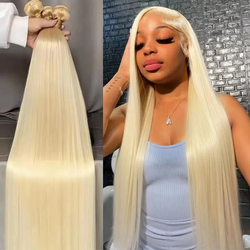 613 Bundles Blonde Bundles Human Hair 24 26 28 30 Inch 613 Straight Hair 1/3/4 Bundle 12A Unprocessed Vietnamese Virgin Hair view 2