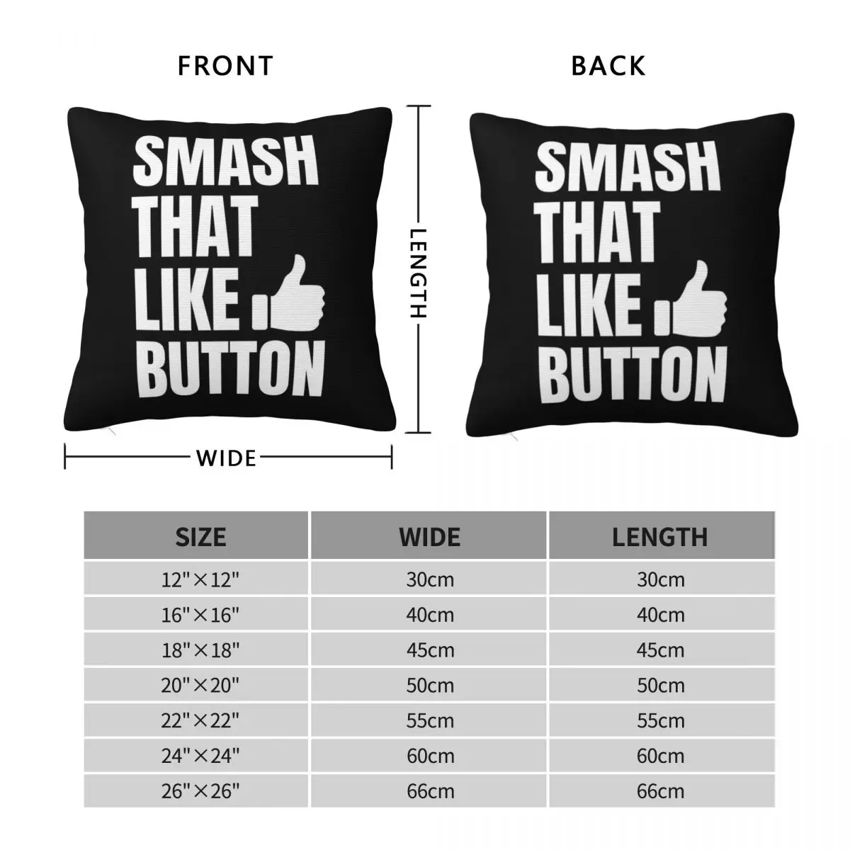 Smash That Like Button Square Pillowcase Polyester Linen Velvet Printed Zip Decorative Throw Pillow Case Room Cushion Cover 18