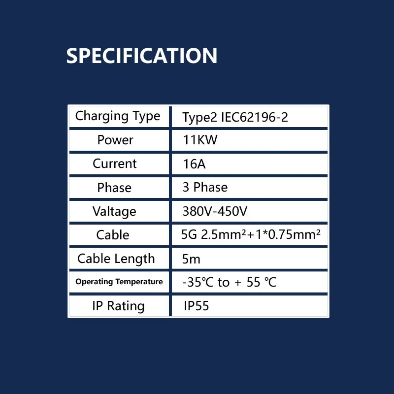 3 phase 16A Electric Car Charger Charging Station Cable Vehicle Charger WIFI connection 11KW ev charger Type 2 Wallbox 380V EVSE