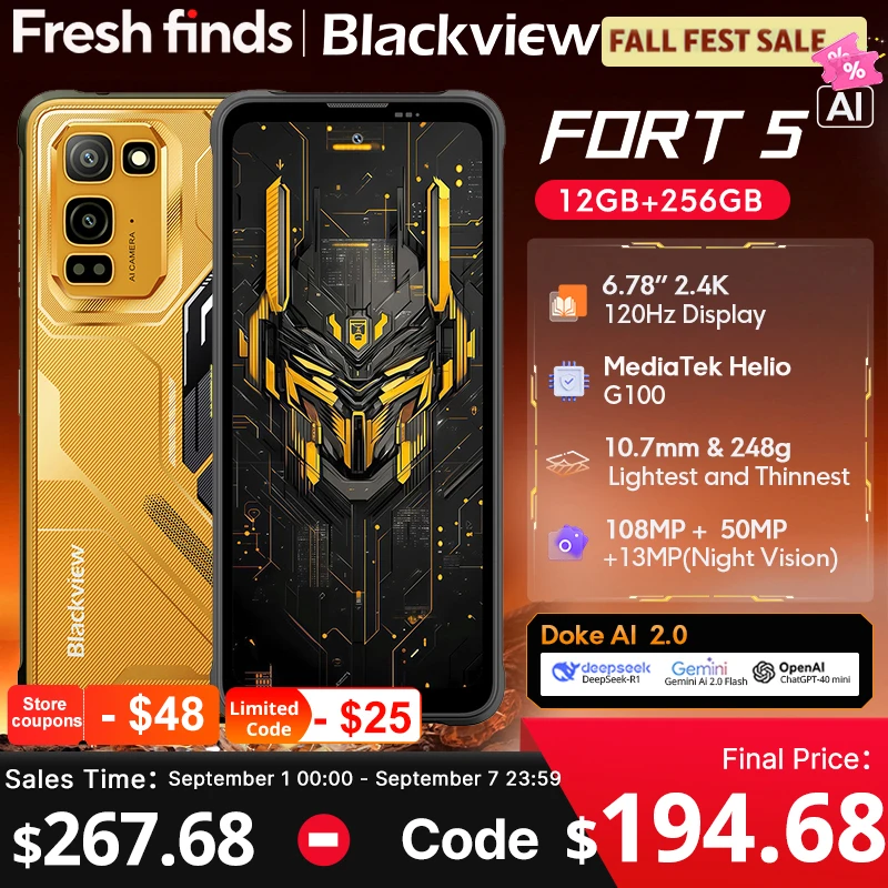 【World premiere】Blackview Fort 5 Rugged SmartPhone 6.78-inch 2.4K Display Imaging Flagship 108Mp Camera 2W BOX Speaker Cellpho