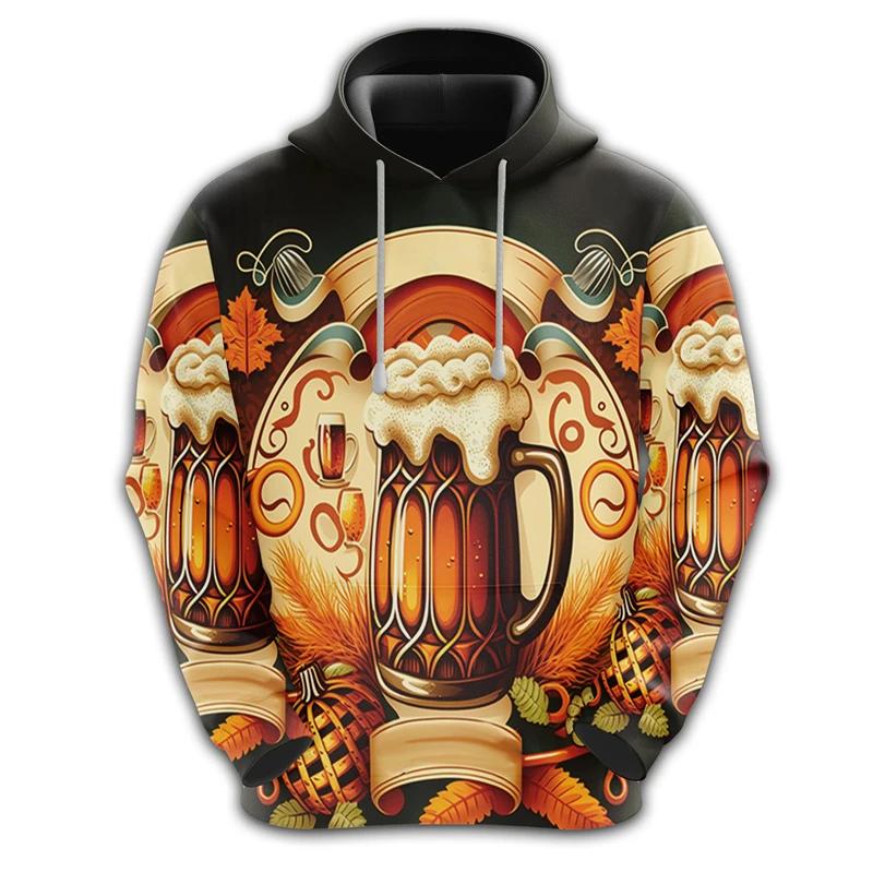 

Drink Beer Cartoon Pattern Printing Men's Sweatshirts Funny Design Birthday Gifts For Friend Male Casual Hoodies Pullovers