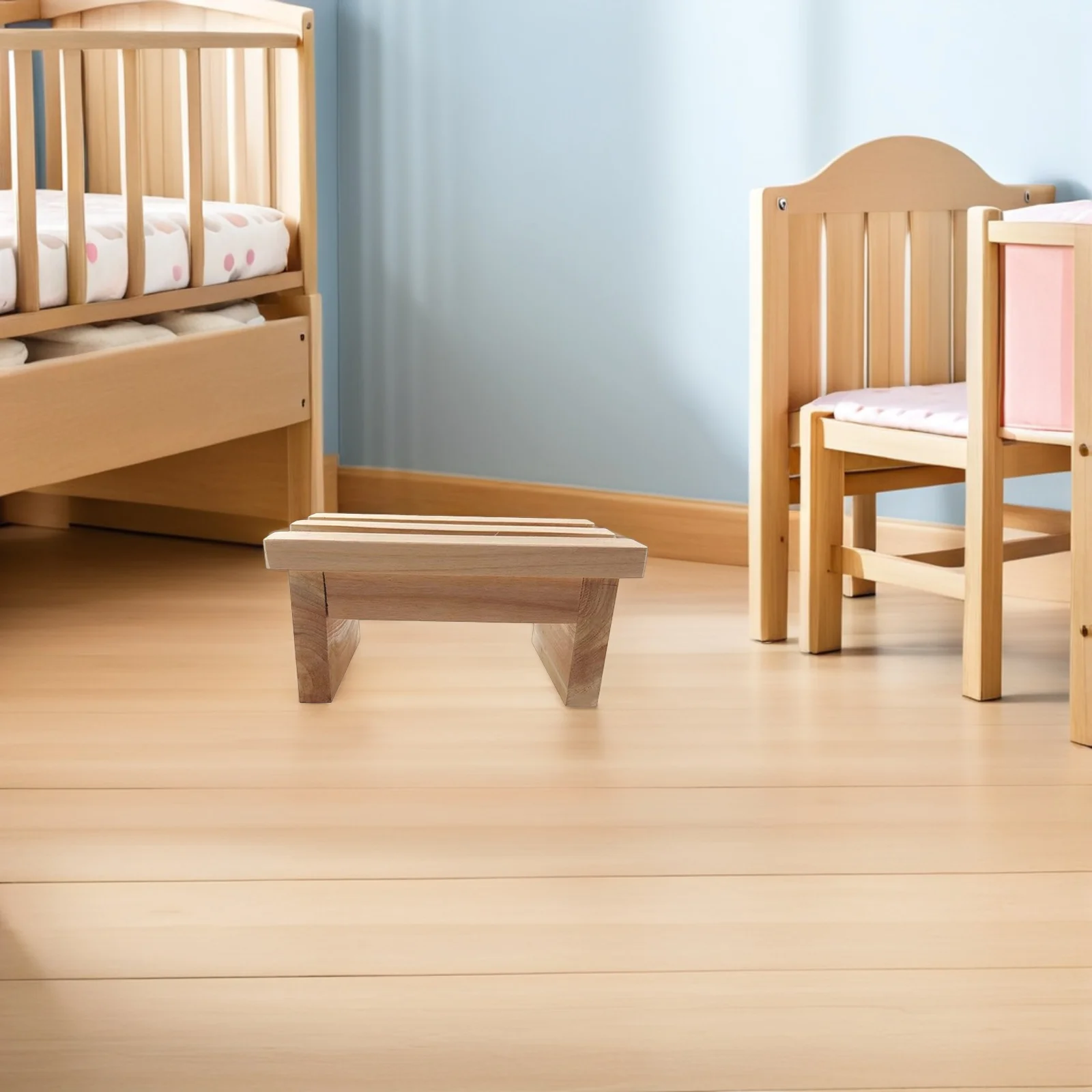 Small Wooden Stool Household Step Bench Practical Wear Resistant Step Stool for Bathroom Kitchen Living